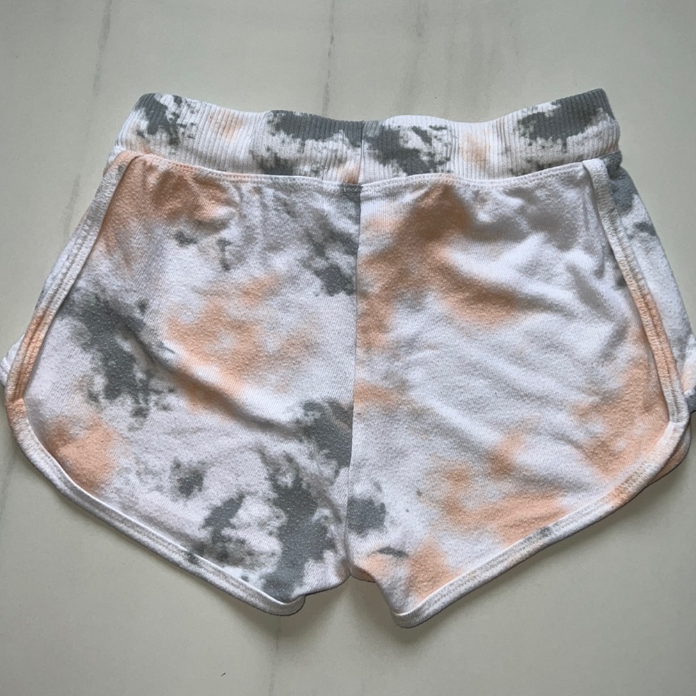 Gray and Peach Vintage Havana Tie Dye Shorts with Drawstring Waist Size S - Picture 3 of 4